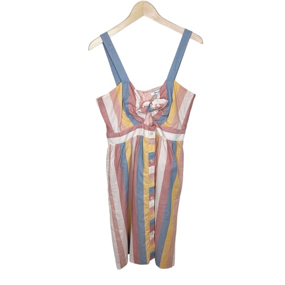 Madewell NWOT Tie-Front Cutout Dress in Sherbet Stripe Size 12 - Picture 2 of 7